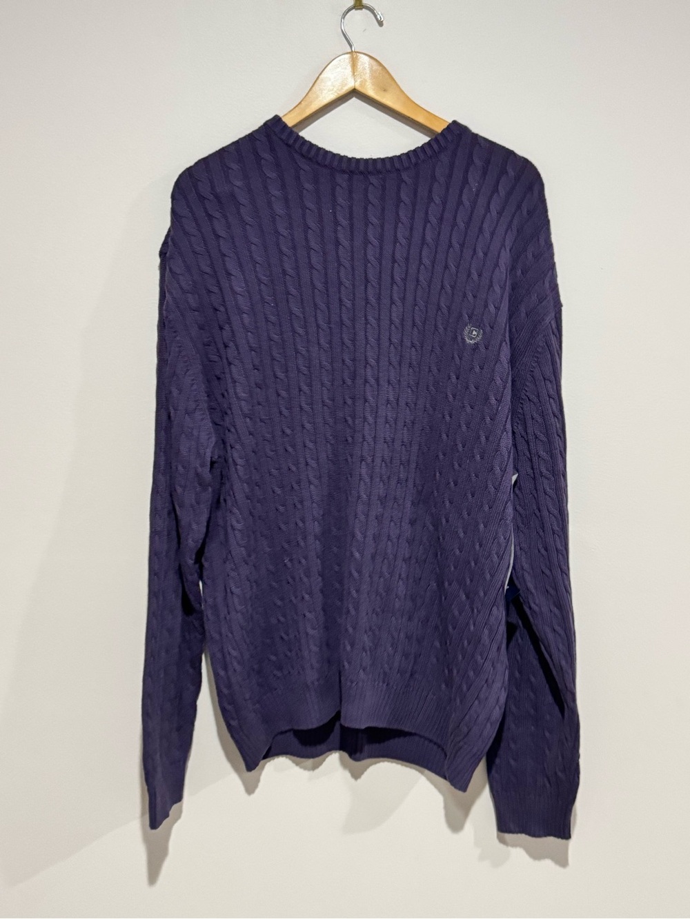 Chaps men's purple cable knit crewneck pullover sweater cotton sz XL